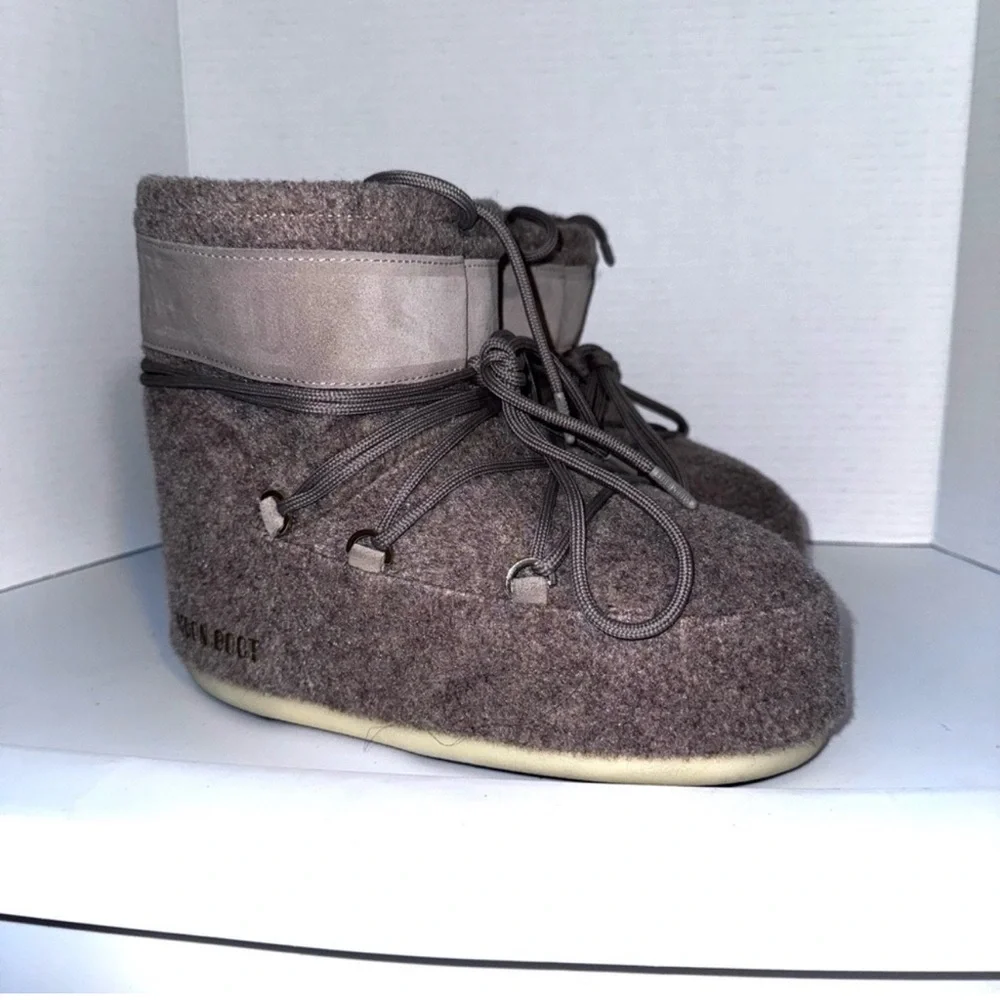 Moon Boot Icon Low Sand Brown Felt Snow Boots 10-11.5US